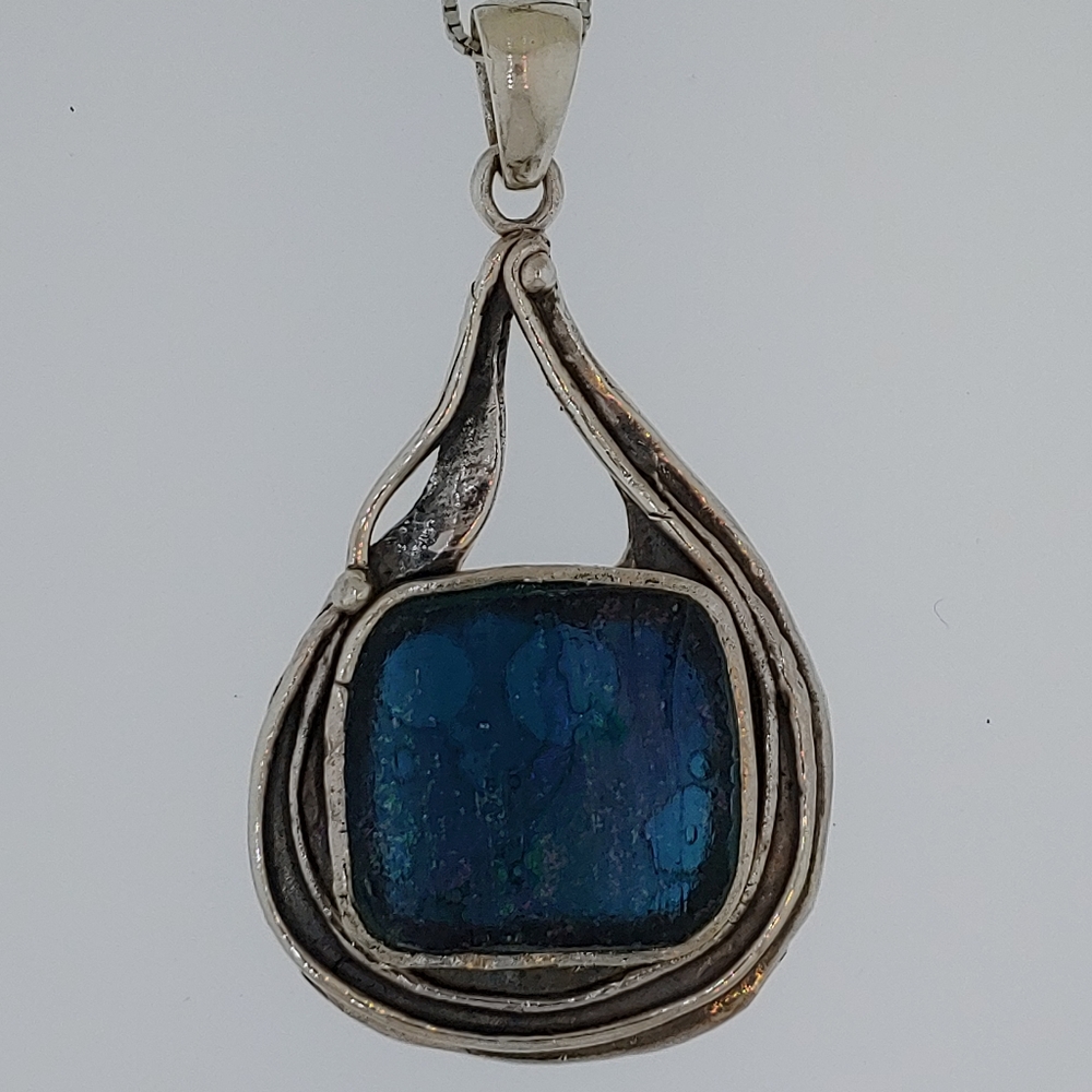 Stelin Silver Roman Glass One of a Kind Necklace